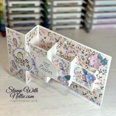 Flight & Airy Pop Up Block card - Sale-A-Bration Sunday tutorial - Stamp with Nellie Card Pop Up Tutorials, Pop Up Block Card, Popup Cards Tutorial, Panel Cards, All Kinds, Tarjetas Pop Up, Best Wishes Card, Fancy Fold Card Tutorials, Gatefold Cards