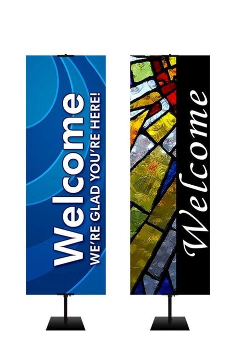 Church Banners Designs, Welcome Banners, Church Leadership, Church Lobby, Kids Banner, Church Banner, Promotion Ideas, Event Advertising, Welcome Design