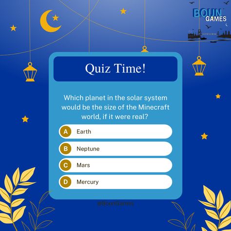 🏆 Quiz Time! Which planet in the solar system would be the size of the Minecraft world, if it were real? #quiz #minecraft #BounGames #BOUN #mobilegames #gamedev ⁉️ Design Quiz, Minecraft World, Quiz Time, Mobile Games, The Solar System, Game Dev, Mobile Game, Solar System, Planets