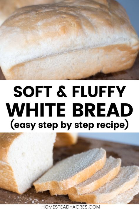 Looking for the easiest bread recipe ever? Then you’ll love this homemade white bread recipe! A tried and true family favorite it’s perfect for sandwich bread or sliced bread for a dinner side. Simple White Bread Recipe, Homemade White Bread Recipes, White Bread Recipe Homemade, Fluffy White Bread Recipe, Easiest Bread Recipe, Easiest Bread Recipe Ever, Basic White Bread Recipe, Basic White Bread, Easy White Bread Recipe