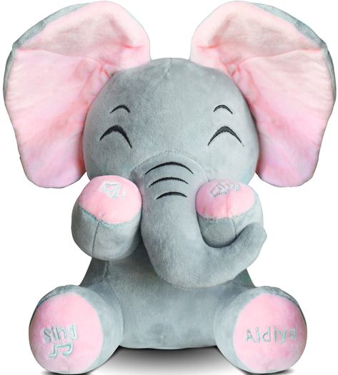 PRICES MAY VARY. ✅【Singing & Interactive Fun】: Interactive soft toys the baby elephant by Aidiya animated plush plays hiding & seek and sing “Do Your Ears Hang Low” with two different play modes. Press the left foot ( Sing Button )to hear the song. Press the right foot ( Aidiya Button )to play an interactive game. ✅【Add protection function】: To prevent children’s hearing damage, The baby elephant stuffed animal singing adds a voice adjustment function. The talking elephant for babies added the f Baby Plushies, Baby Elephant Toy, Pink Toys, Elephant Soft Toy, Handmade Kids Toys, Elephant Plush Toy, Elephant Stuffed Animal, Baby Stuffed Animals, Elephant Toy