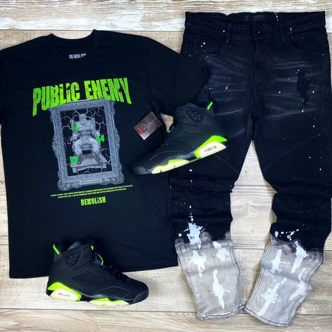 Jordan 6 Electric Green Outfit, Outfit Drill, Green Outfit Men, Jordan 6 Electric Green, Streetwear Wallpaper, Chicago Lifestyle, 2 Brothers, Teen Boy Outfits, Electric Green