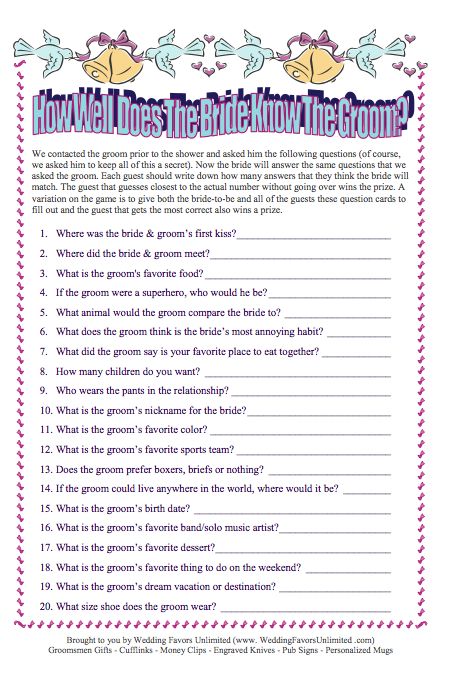 How well does the bride know the groom? Wedding Quizzes, Groom Questions, Bachelorette Party Game Ideas, Bridal Shower Games Free Printables, Clean Lipstick, Party Game Ideas, Campground Wedding, Reception Games, Bachelorette Party Game