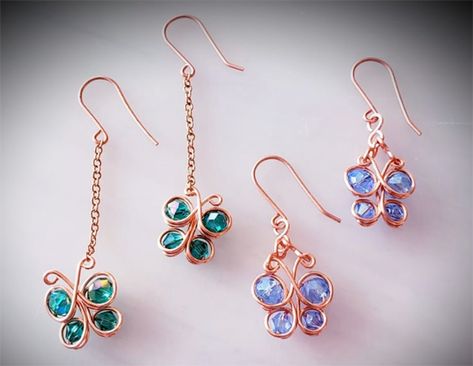 Butterfly Jewelry Diy, Butterfly Earrings Diy, Wire Butterfly Earrings, Wire Butterfly, Jewelry Tutorials Free, Diy Necklaces Tutorial, Earrings Diy Handmade, Beautiful Beaded Jewelry, Earrings Tutorial