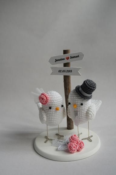 Crochet Wedding Amigurumi, Crocheted Birds, Crochet Wedding Gift, Wedding Crochet Patterns, Small Crochet Gifts, Wedding Crochet, Wedding Birds, Love Birds Wedding, Cozy Crochet Patterns