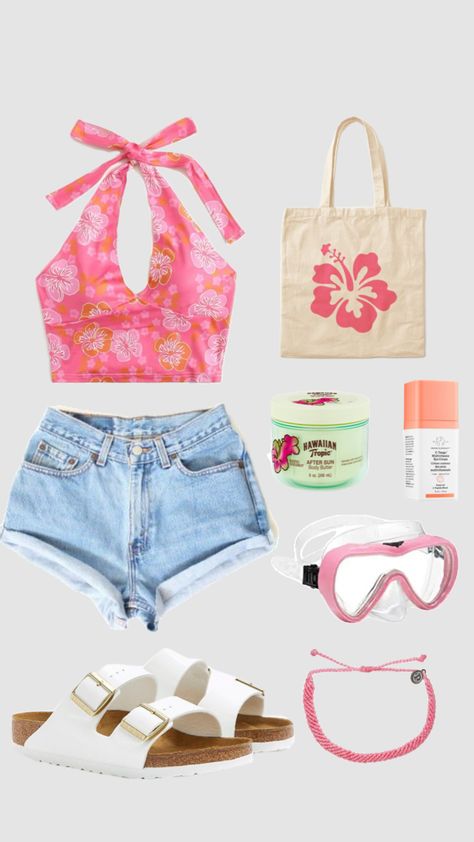 Aesthetic Hawaii Outfits, Hawaii Vibes Outfit, Cute Summer Outfits Beach, Coconut Core Outfit, Coconut Girl Summer Outfits, Hawaiian Outfits Women, Beach Girl Outfits Aesthetic, Cute Tropical Outfits, Coconutgirl Outfits