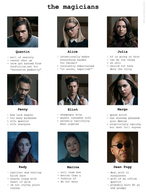 The Magicians Characters The Magicians Tv Show, Magicians Tv Show, The Magicians Wallpaper, The Magicians Aesthetic, Margo The Magicians, The Magicians Tattoo, The Magicians Quentin, The Magicians Characters, Magician Aesthetic