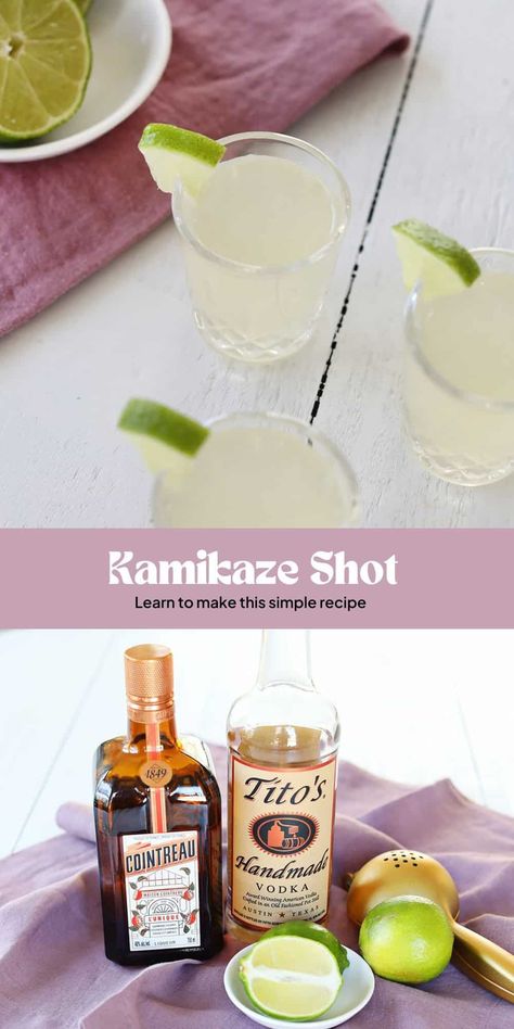 Kamikaze Shot - A Beautiful Mess Screwdriver Drink, Vodka Jello Shots, Kamikaze Shot, Lemon Drop Shots, Jello Shots Vodka, Popular Shots, Vodka Shots, Drop Shot, Sweet Tart