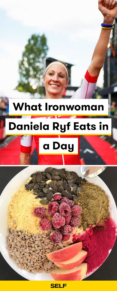 Daniela Ryf may be one of fittest women in sports right now. Here's her average daily diet, starting with a filling oatmeal breakfast, all the way to a cheesecake dessert. Crossfit Meal Plan, Meal Plan Women, Women In Sports, Day Of Eating, Daily Meal Plan, Cheesecake Dessert, Healthy Food Inspiration, Cheesecake Desserts, Oatmeal Breakfast