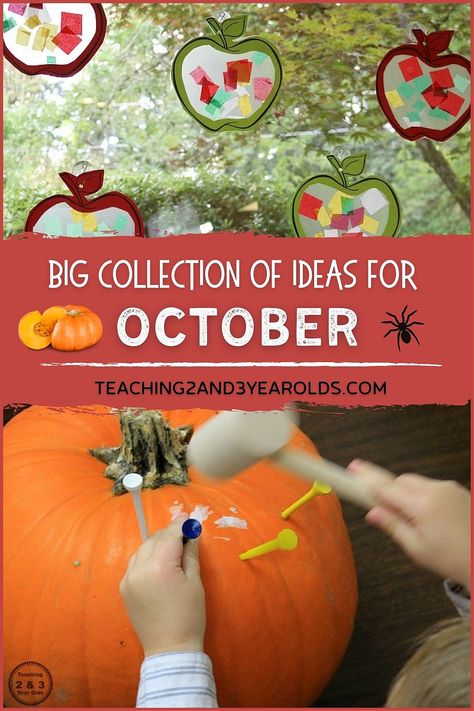 Planning your toddler and preschool October theme ideas? This collection has a variety of skill-building activities for your curriculum! #October #themes #curriculum #fall #preschool #toddlers #teachers #classroom #homeschool #printables #teaching2and3yearolds Toddler Curriculum Ideas, Autumn Activity For Toddlers, Fall Unit Preschool, October Themes For Toddlers, Fall Preschool Unit, October Preschool Themes, Pumpkin Science Activities, Fall Science Activities, Apple Theme Activities