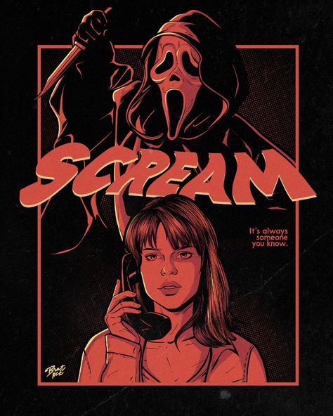 Scream Movie Poster, Horror Room, Scream 1996, Affiches D'art Déco, Digital Sketch, The Scream, Scream Movie, Retro Horror, Horror Posters