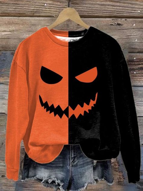 Casual Halloween, Halloween Prints, Long Sleeve Sweatshirt, Printed Sleeves, Shoe Store, Long Sleeve Sweatshirts, Women's Casual, Sleeve Styles, Clothing And Shoes