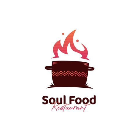 Soul food kitchen logo with hot pot logo icon and african ethnic pattern Restaurant Brand Design, Chicken Restaurant Logos, Soul Food Restaurant, Carribean Food, Kitchen Logo, Logo Design Inspiration Creative, Logo Samples, Food Illustration Art, Food Logo Design