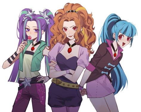 Aria Blaze, Sonata Dusk, Adagio Dazzle, Equestria Girl, My Lil Pony, Mlp Fan Art, Mlp Equestria Girls, My Little Pony Characters, My Little Pony Drawing