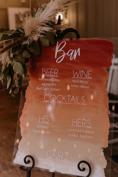 Ombré
Acrylic
Boho
Bar
Sign Acrylic Wedding Drink Sign, Rustic Acrylic Wedding Signs, Diy Acrylic Bar Sign, Limited Bar Wedding Sign, His Hers Bar Sign Wedding, Diy Bar At Wedding, Fall Wedding Bar Ideas, Diy Bar Menu For Wedding, Bar Ideas Wedding Receptions