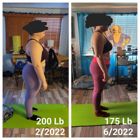 Here we have a progress pic showing a weight loss from 200 pounds to 175 pounds. That's an impressive loss of 25 pounds. 175 Pounds Women, 175 Pounds, Smaller Portions, Oblique Workout, Lose 25 Pounds, 200 Pounds, Long Walks, Progress Pictures, Looks Great