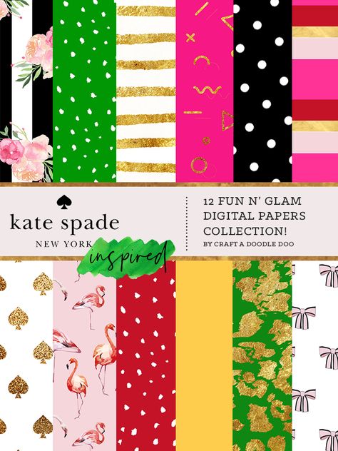 Kate Spade Inspired Digital Papers – Scrap Booking Kate Spade Desktop Wallpaper, Kate Spade Wallpaper, Iphone Wallpaper Kate Spade, Digital Paper Free, Wallpapers Ipad, Kate Spade Inspired, Gold Polka Dots, Personalized Stickers, Digital Paper Pack