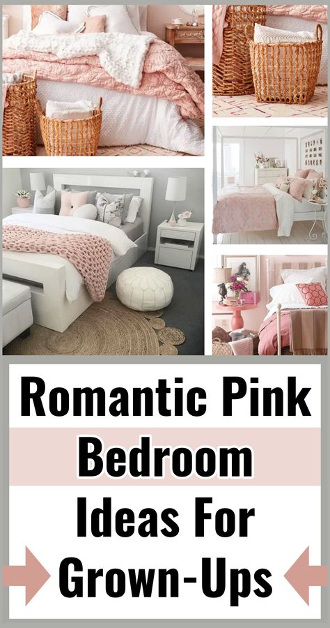 Light Pink Bedroom Ideas For Women, Pink And White Guest Room, Blush Themed Bedroom, Grey And Pink Bedroom Ideas For Couples, Bedroom With Roses Romantic, Bedroom Pink Decor Ideas, Light Pink Rooms Bedrooms, Pink Couples Bedroom, Femine Bedroom Decor