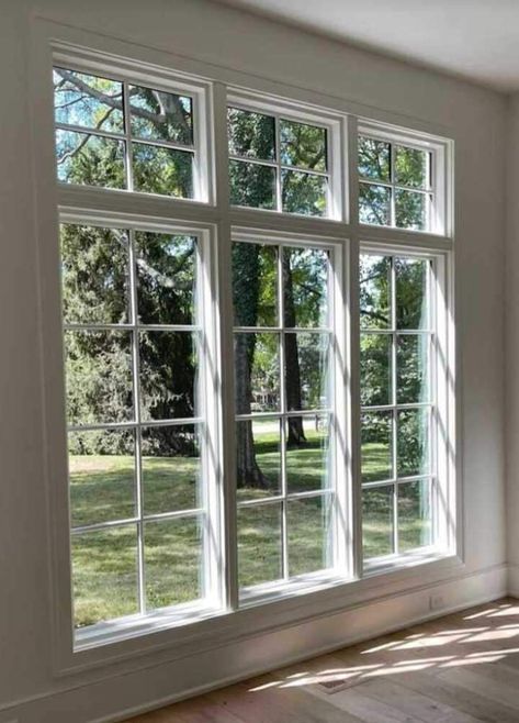 Not available Bay Window Alternative, Double Hung Windows With Transom, Diamond Window Grid, Milgard Tuscany Windows, Grid Windows Vs No Grid, Arched Window Living Room, Large Windows Exterior, Large Front Window Ideas, Adding Windows To House