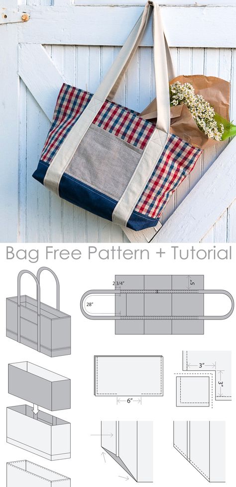 Farmers Market Tote Bag Tutorial + Pattern Crochet Totes, Farmers Market Tote Bag, Desain Tote Bag, Tote Tutorial, Tote Bag Pattern Free, Tutorial Sewing, Sewing Crochet, Tas Bahu, Bag Sewing Pattern