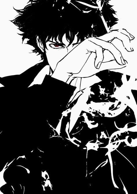 Spike Cowboy Bebop Pfp, Cowboy Bebop Manga Icon, Cowboy Bebop Black And White, Manga Profile Pic, 90s Pfp Aesthetic, Spike Cowboy Bebop Manga, Spike Spiegel Manga, Spike Spiegel Fanart, Spike Spiegel Pfp