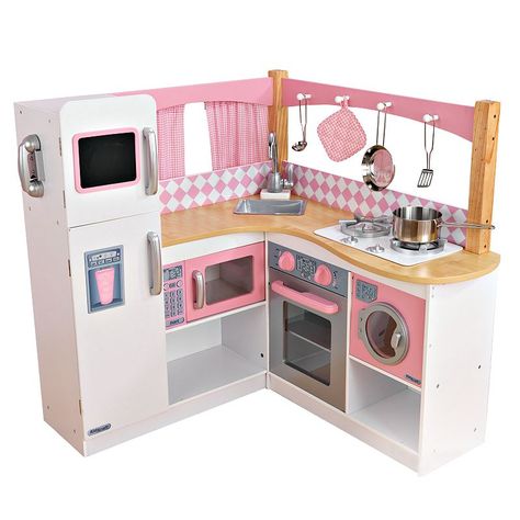 Toddler Play Kitchen, Pottery Barn Kitchen, Kitchen Play Set, Diy Karton, Toy Kitchen Set, Corner Kitchen, Play Kitchens, Kids Play Kitchen, Kids Pretend Play