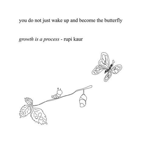 Growth Is A Process, Rupi Kaur Quotes, Honey Quotes, Butterfly Quotes, Rupi Kaur, Motiverende Quotes, Rumi Quotes, Poem Quotes, The Butterfly