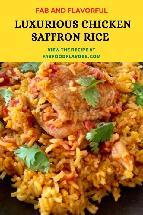 A decadently rich and delicious saffron infused rice cooked with chicken, roasted red peppers, fresh herbs with optional shrimp makes this a week night treat. Buon Provecho! #fabfoodflavors #recipes #luxuriouschickensaffronrice #homemade #saffron #rice #chicken #saffronrecipes #Ricerecipes #Chickenrecipes #everydayluxury #Homecooked #lunch #dinner #whatsfordinner #brunch #delicious #SpanishFood #LatinAmericanFood #Shrimp #GoodFoodFast #arrozconpollo #chickenrice #saffronrice Chicken Roasted Red Peppers, Saffron Rice Recipe, Saffron Chicken, Food Flavors, Saffron Recipes, Chicken Roasted, Saffron Rice, Rice Chicken, Shrimp And Rice