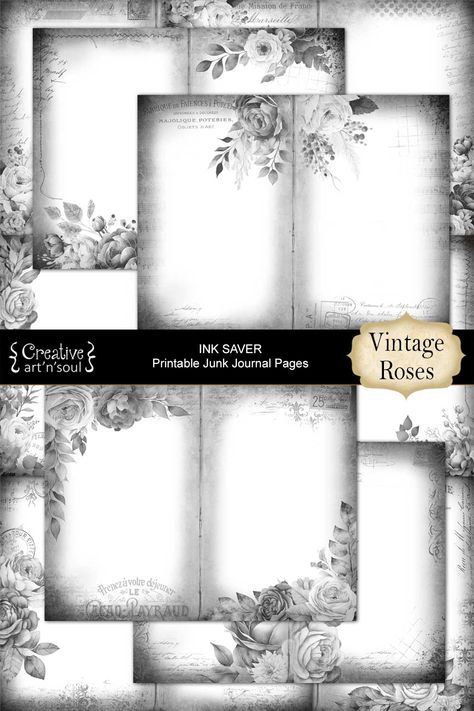 Printable Ink Saver Junk Journal Pages Lined Journal Pages, Scrapbook Printables Free, Free Vintage Printables, Junk Journal Pages, Printable Journal, Printables Free, Lined Journal, Scrapbook Printables, Creative Journal