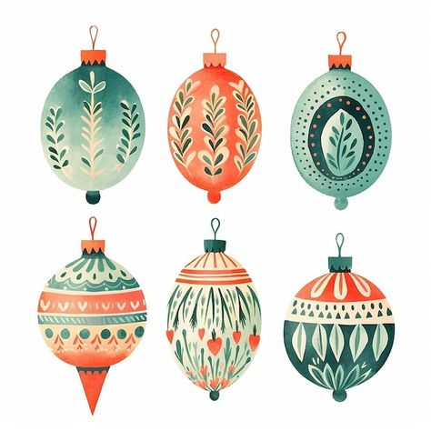 Set of christmas ball ornaments collection Watercolor illustration isolated on white background Christmas Balls Illustration, Christmas Bauble Illustration, Christmas Ornament Illustration, Christmas Ornaments Illustration, Christmas Ball Illustration, Ornament Illustration, Ornament Drawing, Christmas Ball Ornaments, Christmas Bauble