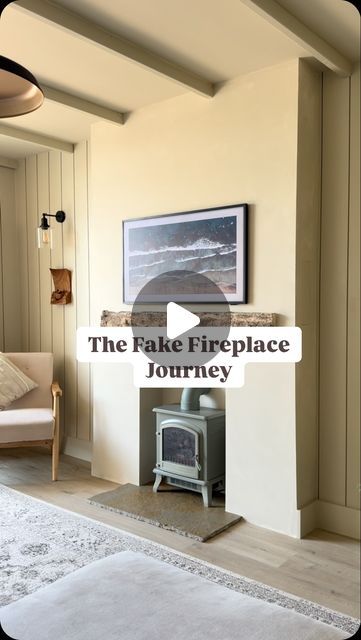 Jade Doutch 🏴󠁧󠁢󠁷󠁬󠁳󠁿 on Instagram: "It’s not very deep so takes up barely no room and transforms the space. I have no regrets on adding the fake fireplace and knew instantly it needed one.   Good morning and happy Friday! It’s change over day here so after walking the dogs I’ll be heading over to Trearddur Bay.  What you all got planned this weekend?  . . . . . . . #fireplace #fakefireplace #fauxfireplace #fauxmantle #fauxmantel #driftwoodmantel #driftwood #coastaldecor #coastalhome #coastalstyle #modernrustic #howihome #organicmodern #beigeaesthetic #beigepalette #beigeinterior #neutraldecor #neutralhomedecor #diygirl #limestonehearth #limepainthack #limepaint" Living Room Fake Fireplace, No Fireplace Living Room, Living Room No Fireplace, Faux Mantle, Good Morning And Happy Friday, Walking The Dogs, Fake Fire, Fake Fireplace, Built In Shelves Living Room