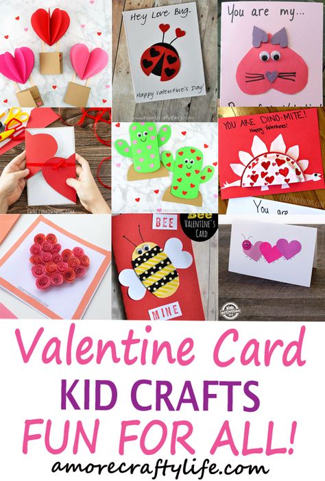 valentines day card kid crafts - arts and crafts activities -valentines day kid craft- amorecraftylife.com #kidscraft #craftsforkids #valentinesday #preschool Card Crafts For Kids, Preschool Valentine Cards, Crafts Mothers Day, Valentines Day Crafts For Preschoolers, Valentine Card Crafts, Crafts To Try, Homemade Valentines Day Cards, Diy Valentines Cards, Valentine's Day Crafts For Kids