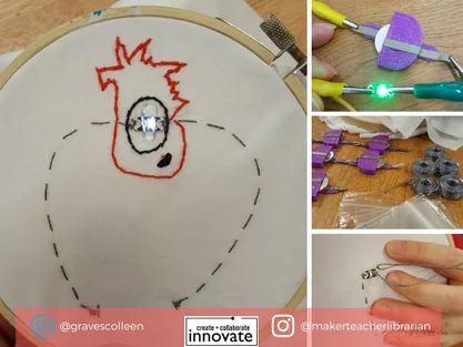 Intro to Sewing Circuits for Schools: 3 Steps (with Pictures) Hand Sewing Tips, Soft Circuits, Makerspace Projects, Paper Circuits, Smart Textiles, E Textiles, Stem Classes, Camp Activities, Simple Circuit