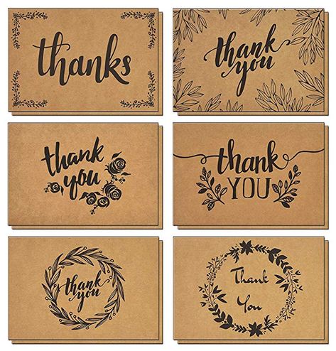 Thank You Greeting Cards, Hand Lettering Cards, Thank You Card Design, Thank You Greetings, Blank Notes, Thanks Card, Brown Kraft, Thank You Notes, Paper Weight