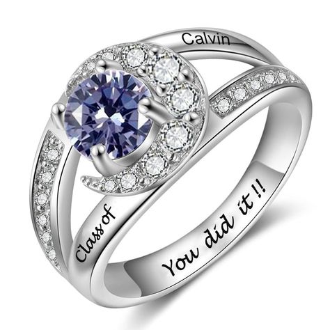 PRICES MAY VARY. ❤Graduation gift: This custom ring can be engraved with a name and a custom birthstone to make the ring unique, perfect as a graduation gift for a classmate, friend, daughter, or yourself. ❤How To Order: Click on “Customize Now”， Enter Customized Content, Birthstone name, and inside the engraving you want select class ring size and color. ❤Material: This class of 2024 ring is made of 925 sterling silver; this jewelry has no rust, no fading, and can be worn all day long. ❤Customi Graduation Rings High School, High School Class Rings, Rings Graduation, Custom Class Rings, Class Rings College, Class Rings High School, Graduation Ring, Class Rings, College Class