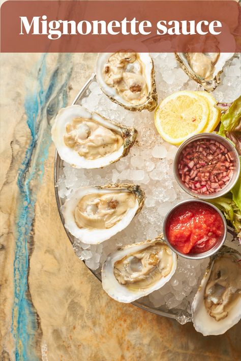 Oyster Vinegar Sauce, Oyster Mignonette Recipe, Mignonette Sauce Oysters, Mignonette Recipe, Mignonette Sauce, Favorite Dips, Oyster Sauce, Salad Dressings, Rice Vinegar