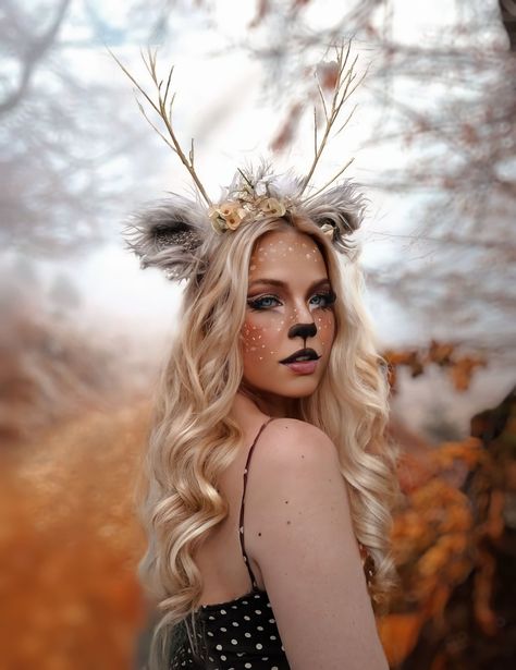 Kids Christmas Shirts Vinyl, Women Deer Costume, Deer Costume Women, Deer Costume Makeup, Faun Makeup, Bambi Makeup, Deer Halloween Makeup, Reindeer Makeup, Kids Christmas Shirts