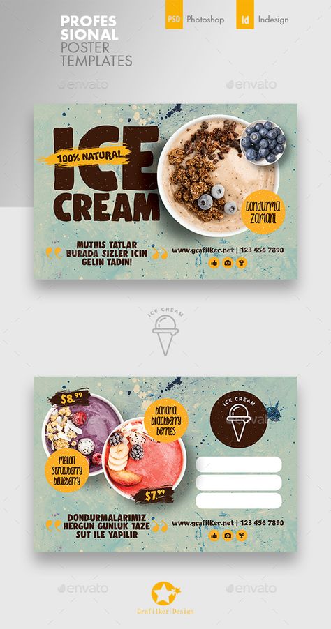 Ice Cream Postcard Templates Ice Cream Design, Graphisches Design, Desain Editorial, Social Design, Webdesign Inspiration, Food Graphic Design, Food Poster Design, Postcard Template, Social Media Design Inspiration