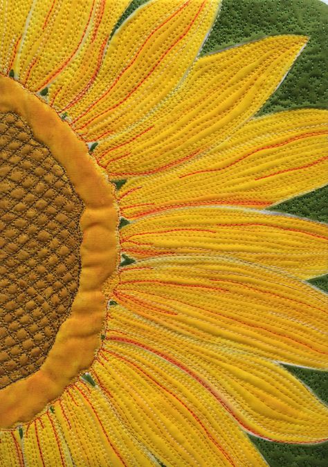 Sunflowers Quilt Pattern, Sunflower Applique Pattern, Flowers Textiles, Quilted Flowers, Sunflower Applique, Sunflower Quilt, Sunflower Quilts, Landscape Art Quilts, Fiber Art Quilts