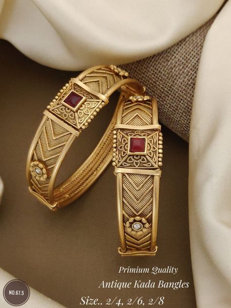 WhatsApp:- +91 7043457060 * How To Order? - Take A Screenshot of The Product - Send It On WhatsApp:- +91 7043457060 - Get It Delivered To Your Doorstep Gold Kada Design For Women, South Indian Bangles, Antique Gold Kada, Best Jewellery Design, Temple Necklace, New Gold Jewellery Designs, Gold Bangle Set, Arm Jewelry, South Indian Jewelry