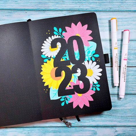 2023bullet Journal Cover, 2023 Journal Cover Page, 2024 Journal Cover, 2023 Bullet Journal Cover, 2023 Cover Page, Black Bujo, Space Lettering, Bujo Cover Page, Monthly Bujo