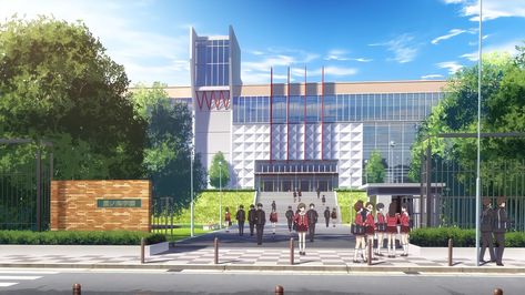 Anime Academy Building, Academy Building, Japan Building, Chibi Hair, Landscape Background, Luxury Homes Dream Houses, Anime Life, Anime Background, Art Wallpaper