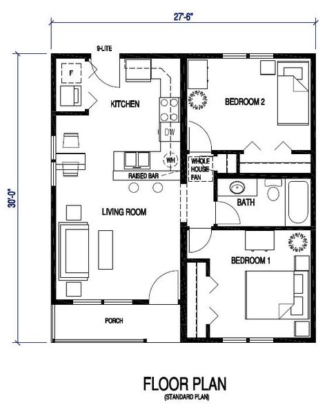 c Simple Bungalow House Designs, One Bedroom House Plans, Rv Floor Plans, Simple Floor Plans, Small Bungalow, Bungalow Flooring, Bungalow Floor Plans, Craftsman Bungalow, Modern Bungalow House