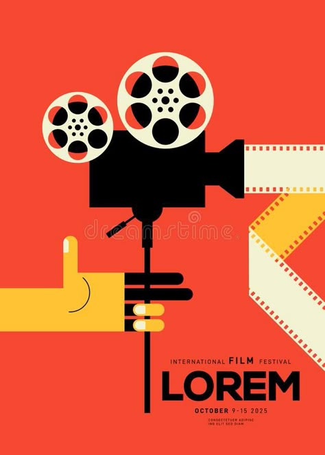 Cinematic Graphic Design, Camera Graphic Design, Vintage Film Reel, Film Illustration, Illustration Design Poster, Money Illustration, Camera Illustration, Template Background, Cinema Experience