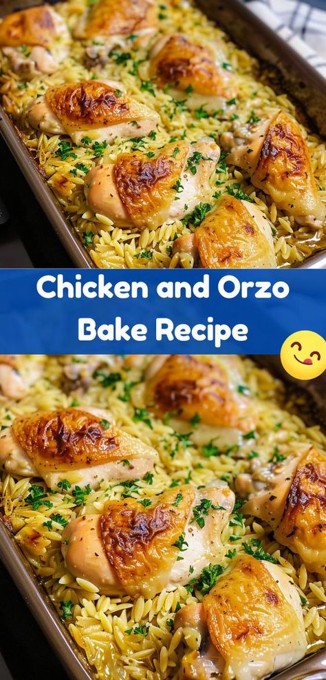 Made this for a dinner party and it was a huge success. Everyone asked for the recipe! This Chicken and Orzo Bake is amazing. Healthy Orzo Salad, Orzo Salad Dressing, Orzo Recipes Healthy, Orzo Salad Recipes Cold, Healthy Orzo, Orzo Dinner Recipes, Orzo Bake, Orzo Salat, Orzo Pasta Recipes