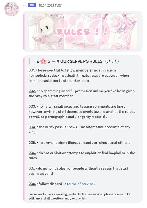 Rules For Discord Server, Rules Discord Ideas, Pink Discord Server Layout, Discord Rules Layout, Coquette Discord Server, Discord Sever Ideas, Discord Server Names Ideas, Discord Rules Ideas, Discord Server Rules Ideas