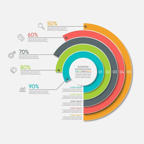 Circle Graph infographic Tmplate With 5 Options. Graph Infographic Design, Diagram Lingkaran, Stats Infographic, Graph Infographic, Capability Statement, Folder Cover Design, Diagram Graphic, Circle Graph, Pie Graph