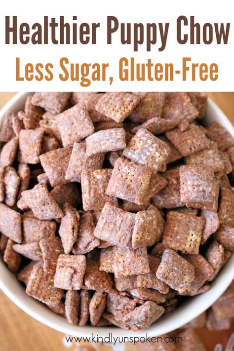 Gluten Free Puppy Chow, Healthy Chex Mix, Healthy Puppy Chow, Homemade Puppy Chow, Chex Muddy Buddies Recipe, Protein Puppy Chow, Easy Puppy Chow, Chex Mix Muddy Buddies, Puppy Chow Snack