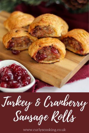 Turkey And Cranberry Sausage Rolls, Turkey Buffet Ideas, Turkey Cranberry Sausage Rolls, Turkey Cranberry Roll Ups, Cranberry Sausage Rolls, Turkey Sausage Rolls, Turkey Sausage Rolls Puff Pastries, Cranberry Savory Recipes, Christmas Sausage Rolls