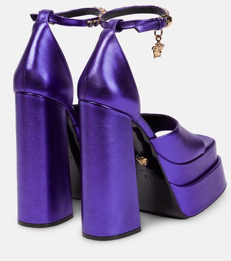 Versace Platforms, Name Dark, Dark Orchid, Hype Shoes, Leather Platform Sandals, Aesthetic Shoes, Aesthetic Grunge, Crazy Shoes, Open Toe Sandals